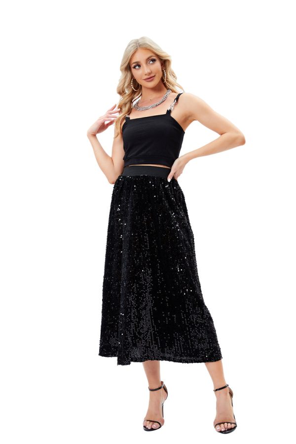 Black Seq Long Skirt